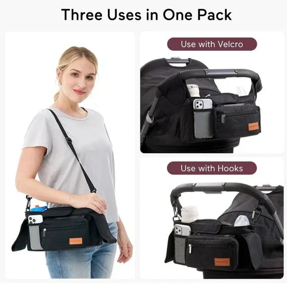 NEW Momcozy Universal Stroller Organizer Caddy with Insulated Cup Holders - Picture 9 of 11